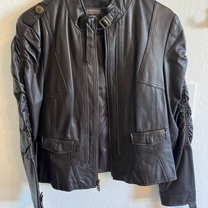 Kenneth Cole Reaction Dark Brown Leather Jacket